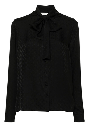 Palm Angels monogram-jacquard silk blouse - Black