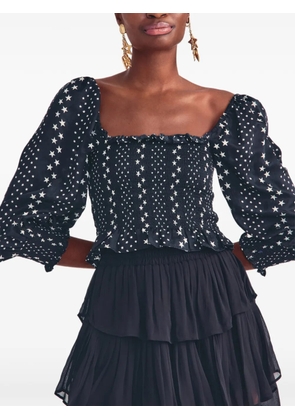 LoveShackFancy Russel star-print ruffled blouse - Blue