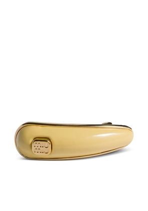 Miu Miu logo-plaque patent leather hair clip - Yellow
