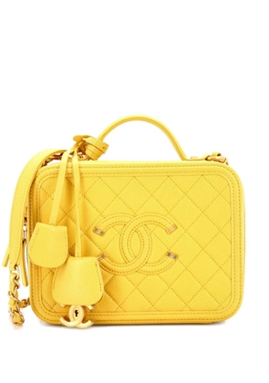 CHANEL Pre-Owned Filigree Vanity Case Quilted Caviar Medium satchel - Yellow