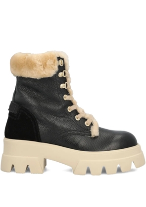 BOGNER shearling-trim lace-up combat boots - Black