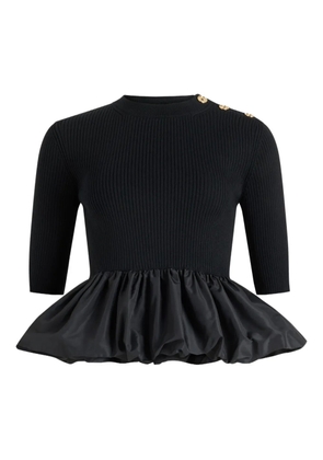 Patou ribbed peplum top - Black