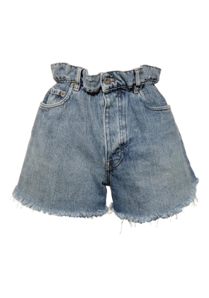 Miu Miu Pre-Owned 2021 logo denim shorts - Blue