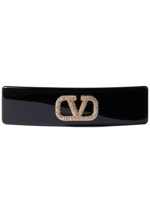 Valentino Garavani VLogo Signature crystal-embellished hair clip - Black
