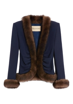 Valentino Garavani fur-trimmed crepe blazer - Blue
