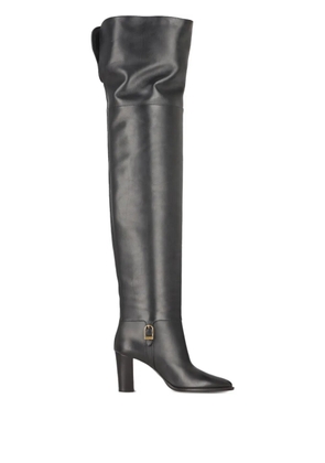 Saint Laurent 85mm Julia leather buckle-fastening thigh-high boots - Black