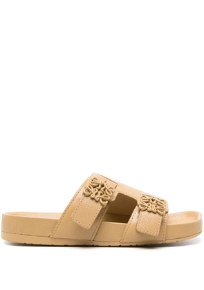 LOEWE Ease Anagram-buckle straps slides - Neutrals