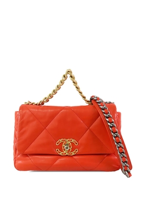 CHANEL Pre-Owned 2019 Medium Lambskin 19 Flap satchel - Orange