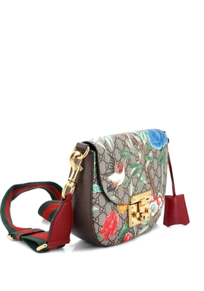 Gucci Pre-Owned Padlock Saddle Tian Print GG Coated Canvas Medium shoulder bag - Brown