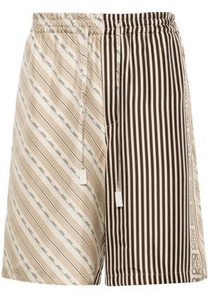 LOEWE Anagram-motif silk shorts - Neutrals