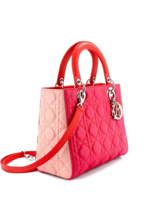 Christian Dior Pre-Owned Tricolor Lady Dior Bag Cannage Quilt Lambskin Medium satchel - Pink
