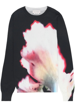 Alexander McQueen Solarised Flower-print cotton sweatshirt - Black