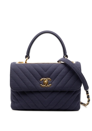 CHANEL Pre-Owned 2019 Small Chevron Jersey Trendy CC Top Handle Flap satchel - Blue