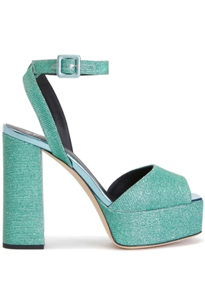 Giuseppe Zanotti glitter block-heel platform sandals - Green