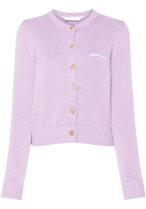 Palm Angels logo-embroidered cotton cardigan - Purple