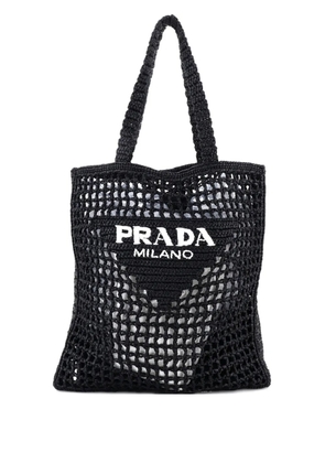 Prada Pre-Owned Triangle Logo Open Raffia tote bag - Black