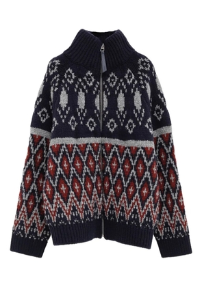 LOEWE patterned zip sweater - Blue