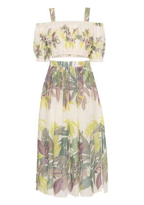 TWINSET Jungle-print cotton skirt set - Neutrals