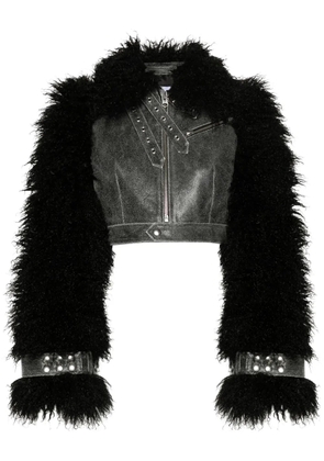 Vaquera cropped leather jacket - Black