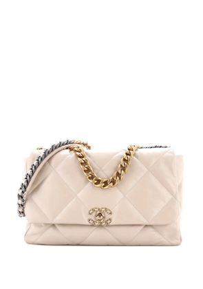 CHANEL Pre-Owned 19 Flap Bag Quilted Leather Maxi crossbody bag - Neutrals