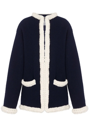 Moschino waffle knit virgin wool cardigan - Blue
