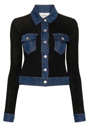 Coperni denim-trim ribbed shirt - Black