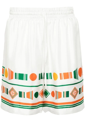 Casablanca Playful Eagle silk shorts - White