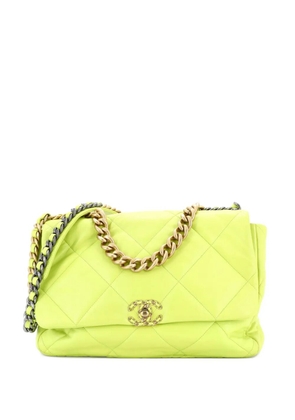 CHANEL Pre-Owned 19 Flap Bag Quilted Leather Maxi crossbody bag - Yellow