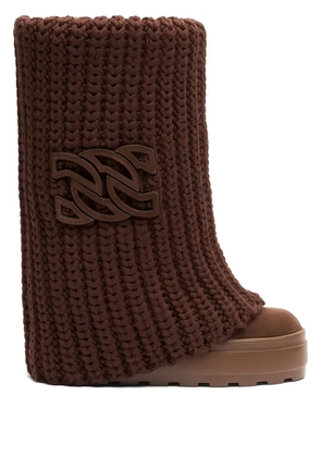 Casadei 80mm knitted platform boots - Brown