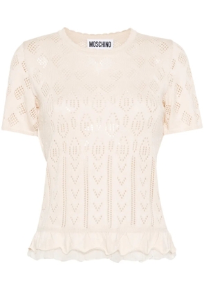 Moschino ruffle-hem pointelle-knit top - Neutrals
