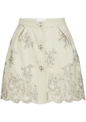 Giambattista Valli floral-jacquard high-waist miniskirt - Neutrals