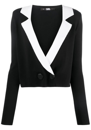 Karl Lagerfeld notch-lapel cropped cardigan - Black