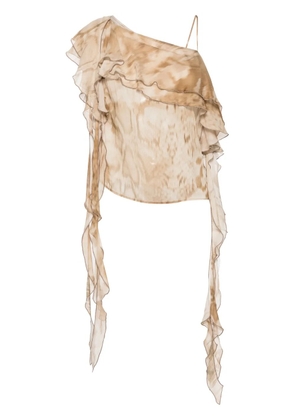 Blumarine abstract-print semi-sheer blouse - Neutrals