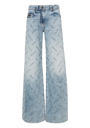 Versace Jeans Couture crystal-logo straight-leg jeans - Blue