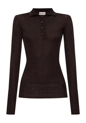 Moncler ribbed polo top - Brown