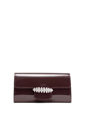 Jimmy Choo Bing crystal-embellished patent-leather clutch bag - Brown