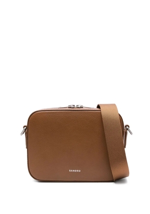 SANDRO leather messenger bag - Neutrals