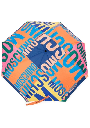Moschino logo-print umbrella - Blue