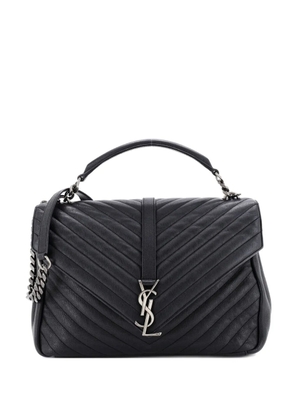 Saint Laurent Pre-Owned Classic Monogram College Bag Matelasse Chevron Leather Large shoulder bag - Black