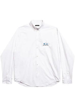 Balenciaga logo-embroidered cotton shirt - White