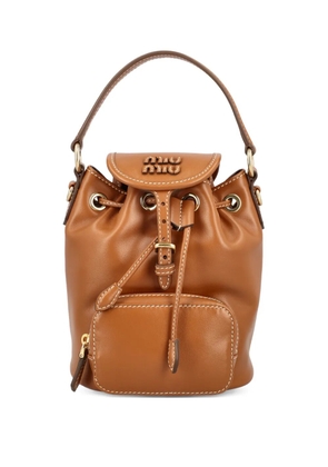 Miu Miu logo top-handle backpack - Brown