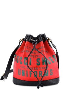 Gucci Pre-Owned 100 Printed Leather bucket bag - Red