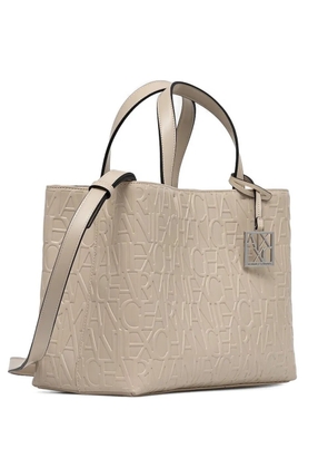 Armani Exchange medium embossed-monogram tote bag - Neutrals