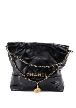 CHANEL Pre-Owned 22 Chain Quilted Calfskin and Patent Small hobo bag - Black