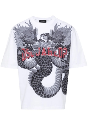 DSQUARED2 dragon-print cotton T-shirt - White