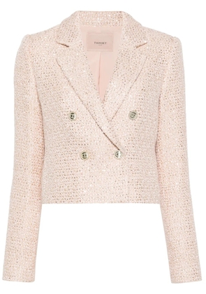 TWINSET double-breasted bouclé blazer - Pink