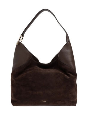 Furla large Lara suede shoulder bag - Brown
