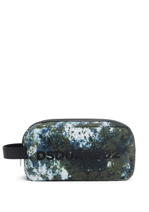 DSQUARED2 paint splatter-print wash bag - Green