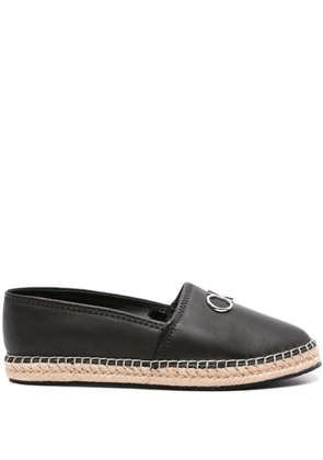 Calvin Klein logo-plaque leather espadrilles - Black