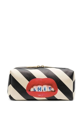 Seletti Toilet-Paper stripe-print wash bag - Black